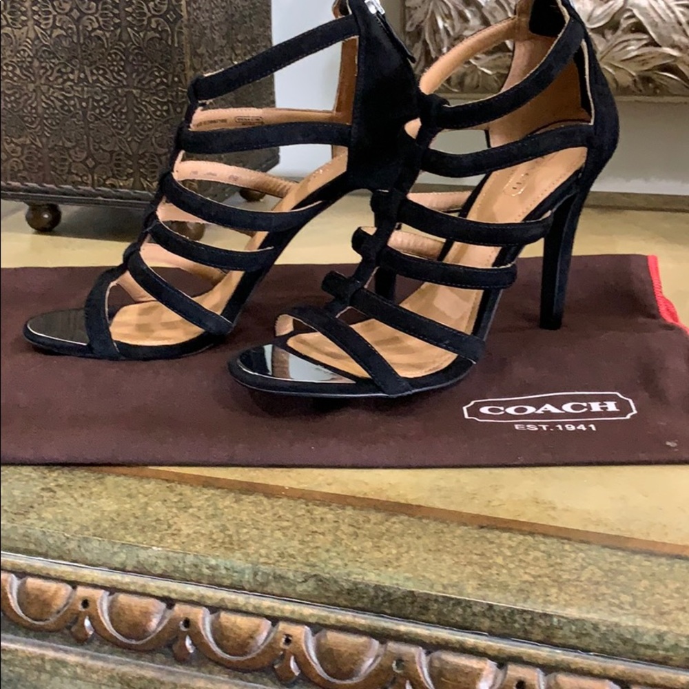 ❤️COACH Caged Suede Heels